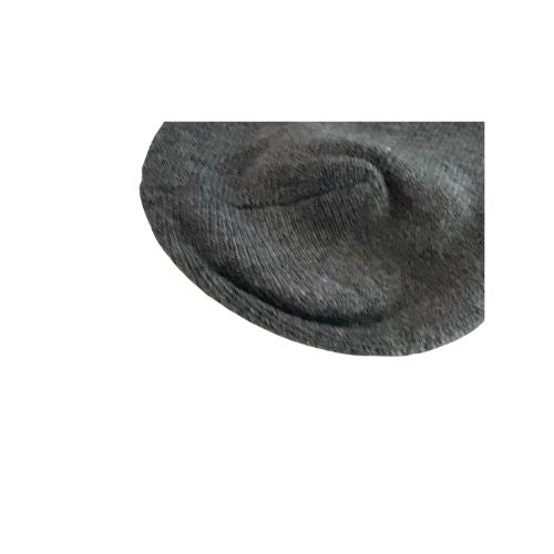 Close-up of a gray sock on a white background