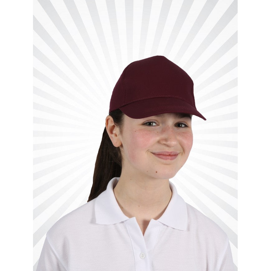 Person wearing a maroon cap on a white background