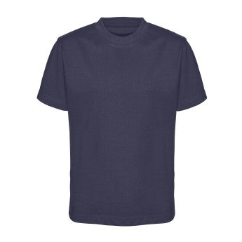 Navy blue t-shirt on a white background