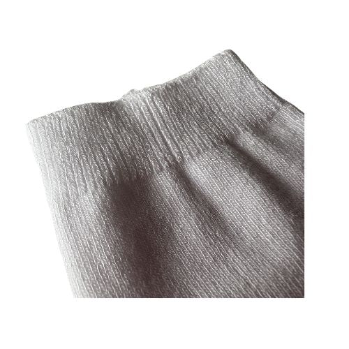 Close-up of gray textured fabric on a white background